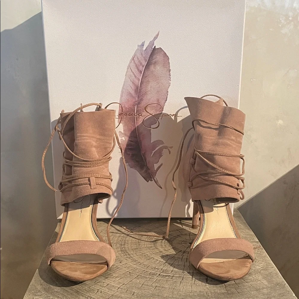 Suede Lace-Up Heels by Jessica Simpson